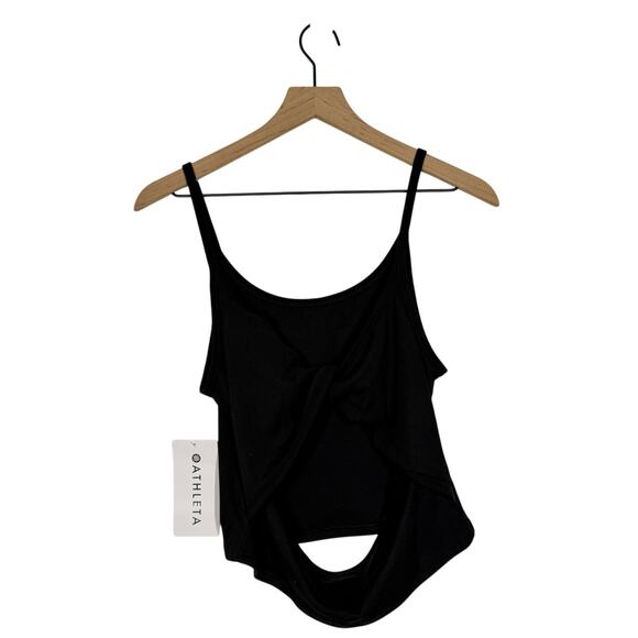 NEW Athleta Powervita Rib Twist Tank Top Plus 1X Black Yoga Workout Athletic - Picture 4 of 10